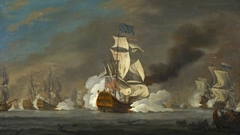 A Battle Between English and Dutch Ships by Robert Woodcock