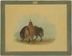 A Cheyenne Warrior Resting His Horse by George Catlin