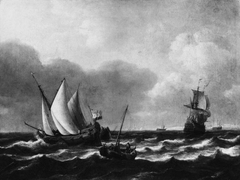 A Dutch States Yacht Beating to Windward off the Coast, and Other Vessels by Ludolf Bakhuizen