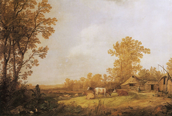 A Farm with Cottages and Animals