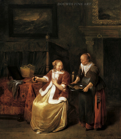 A housewife and maid with fish by Quirijn van Brekelenkam