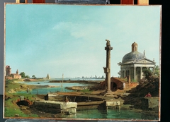A Lock, a Column, and a Church beside a Lagoon