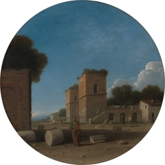 A Roman Landscape with Figures by Goffredo Wals