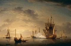A Royal Yacht Firing a Salute by Charles Brooking