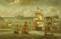 A Ship Flying the Royal Standard with other Vessels off Dover by Isaac Sailmaker