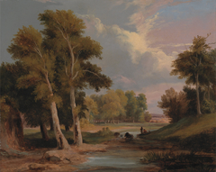 A Wooded River Landscape with Fishermen by James Arthur O'Connor