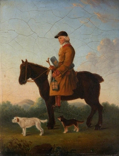 An Earthstopper on his Horse with Two Terriers in a Landscape by Anonymous