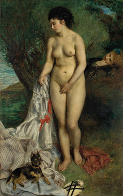 Bather with a Griffon Dog by Auguste Renoir