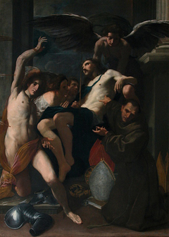 Christ Adored by Angels, St. Sebastian and St. Bernardino by Carlo Bononi