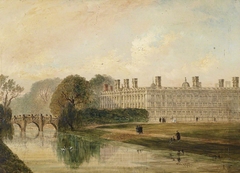 Clare College, Cambridge seen from King's Bridge by Joseph Murray Ince