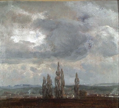 Clouds over Village with Poplars by Johan Christian Dahl