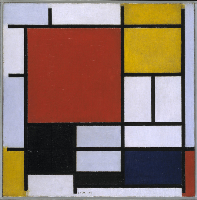 Piet Mondrian Composition With Red Blue And Yellow 1921