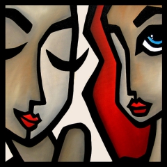 Confide - Original Abstract painting Modern pop Art Contemporary large Portrait FACEs by Fidostudio by Tom Fedro