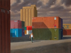 Containers and Silos at Livorno by Jeffrey Smart
