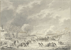De Fransen trekken over de Waal bij Bommel, januari 1795 by Dirk Langendijk