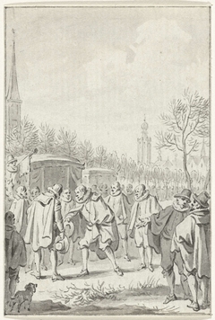 De ontvangst van vijf Spaanse ambassadeurs te Den Haag voor de onderhandelingen over het Bestand, februari 1609 by Jacobus Buys