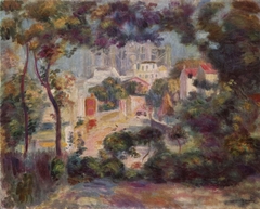 Die Gärten von Montmartre mit Blick auf Sacré-Coeur im Bau by Auguste Renoir