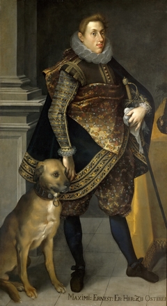 Erzherzog Maximilian Ernst (1583-1616) mit Jagdhund by Joseph Heintz the Elder
