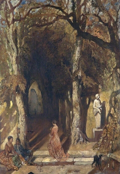 Figures in a Tree-lined Garden by Thomas Woolner