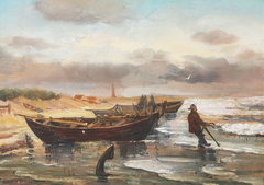Fishermen and Boats at the Beach of Skagen