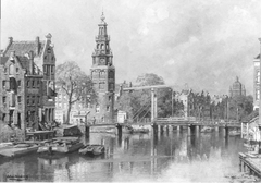 Gezicht op de Montelbaanstoren te Amsterdam