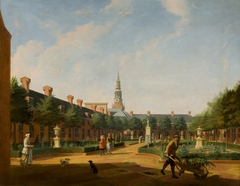 Gezicht op de tuin van het Proveniershuis te Haarlem by Vincent Laurensz van der Vinne II
