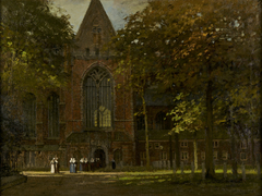 Gezicht op het Grote Kerkplein in Dordrecht by Johannes Christiaan Karel Klinkenberg