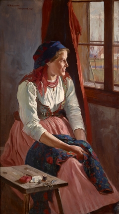 Girl at the Window by Wincenty Wodzinowski
