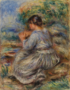 Girl Seated in a Landscape (Jeune fille assise dans un jardin) by Auguste Renoir