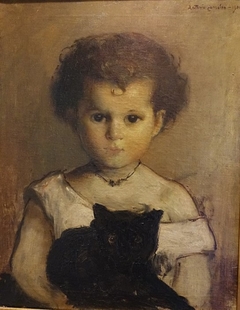 Girl with a cat by António Carneiro