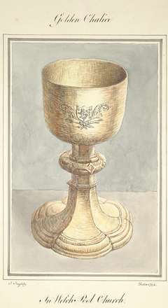 Golden chalice in Welch Pool Church by John Ingleby