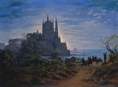 Gothic Church on a Rock by the Sea by Karl Friedrich Schinkel