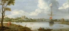 Greenwich Palace from the North East with a Man-of-War by Netherlandish School