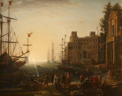 Harbour Scene (after Claude Lorrain) by Pietro Antonio Sasso