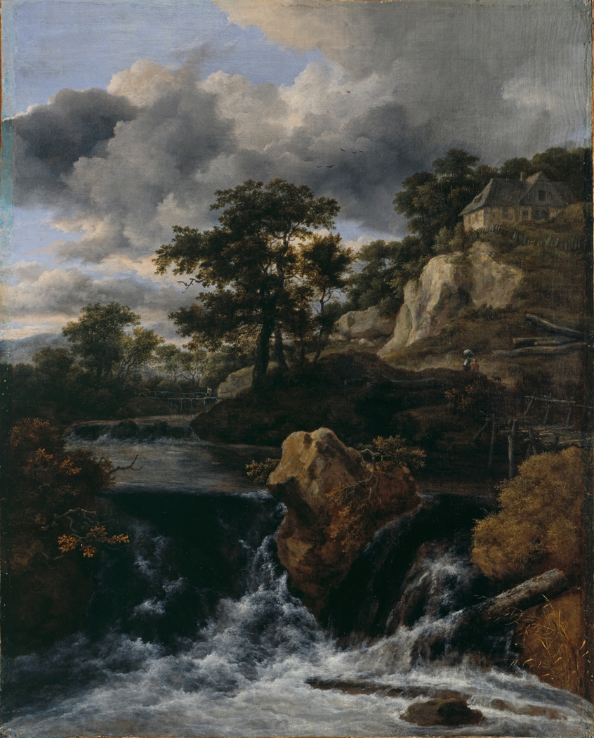 Hilly Landscape with Waterfall
