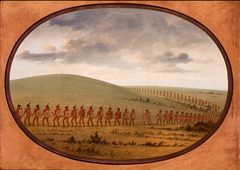 Indian File - Iowa by George Catlin