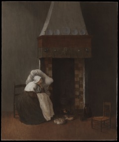 Interior with a Sick Woman by a Fireplace by Jacob Vrel