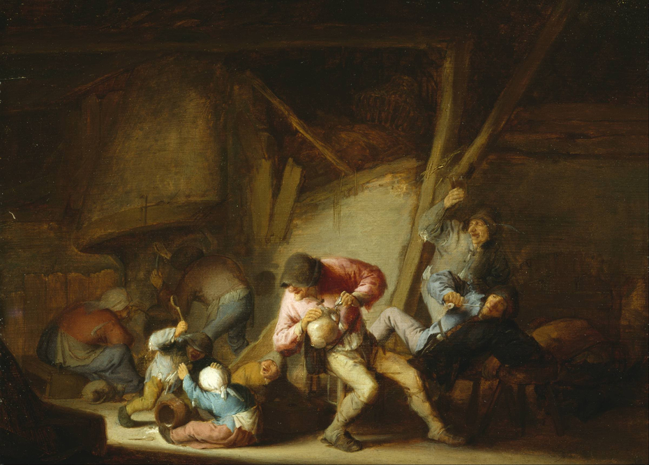 Interior with Drinking Figures and Crying Children