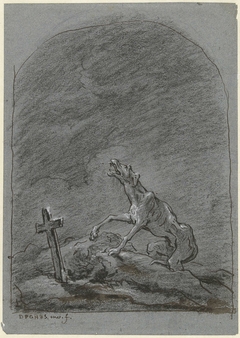 Jankende hond bij het graf van zijn baas by David Pièrre Giottino Humbert de Superville