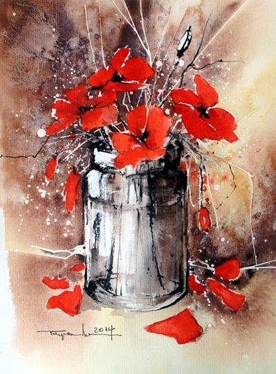 Jar with poppies