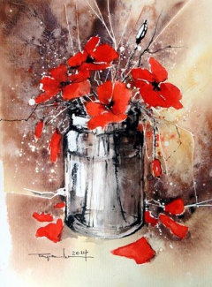 Jar with poppies by Mugur Popa