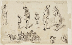 Karikaturale figuren en een koets by Pieter van Loon