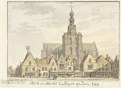 Kerk en Markt te Bergen op Zoom by Abraham de Haen II