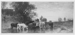 Kühe an der Tränke by Friedrich Voltz