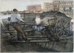 Labourers Pulling a Heavily Laden Cart on Jacob van Lennepkade, Amsterdam by George Hendrik Breitner