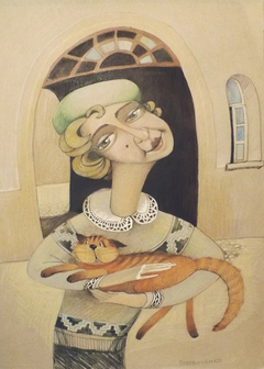 Lady with a cat by Tatyana Popovichenko