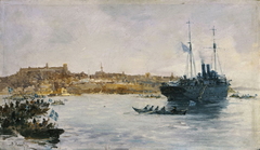 Landing of Greek troops in Kavala by Vasileios Hatzis