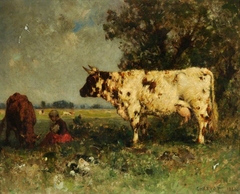 Landscape with Cattle by Eugène Charvot