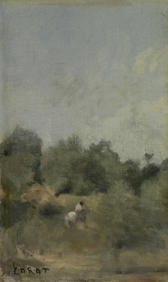 Landscape with horseman by Jean-Baptiste-Camille Corot