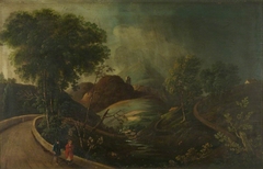 Landscape with Two Figures on a Road by Anonymous